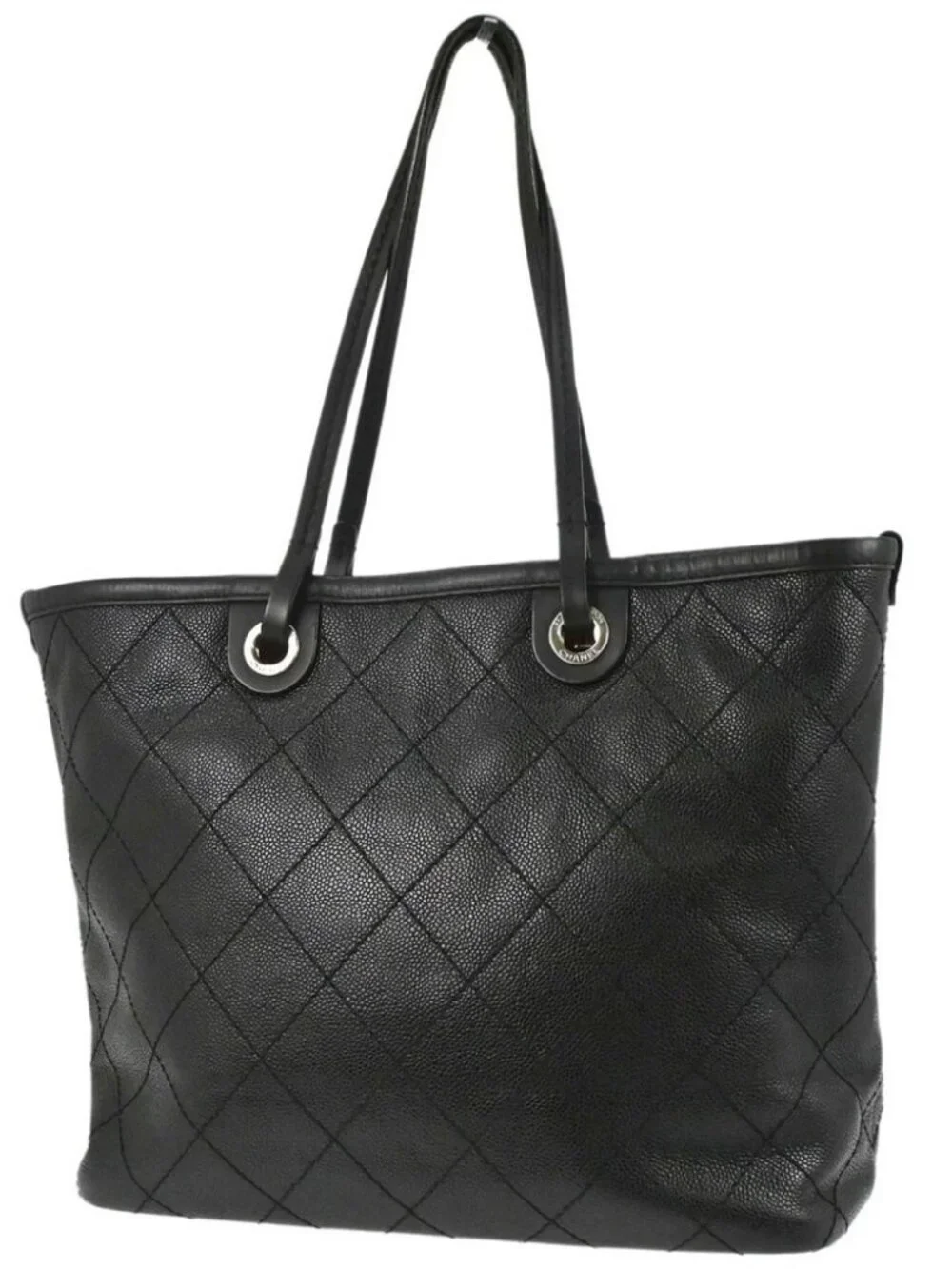 Chanel Black Calfskin On The Road Shopping Fever Tote Bag